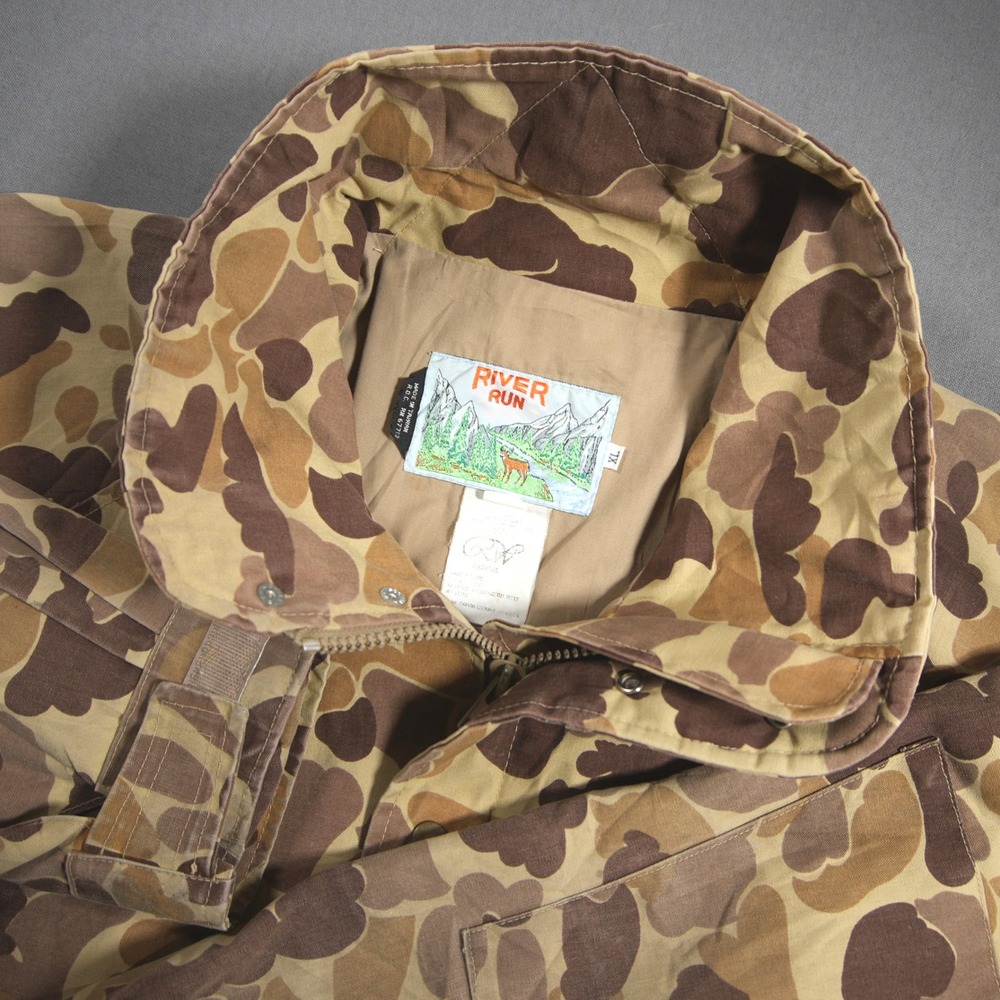 Vintage Duck Camo Canvas River Run Hunting Field Work Men Jacket XL Utility